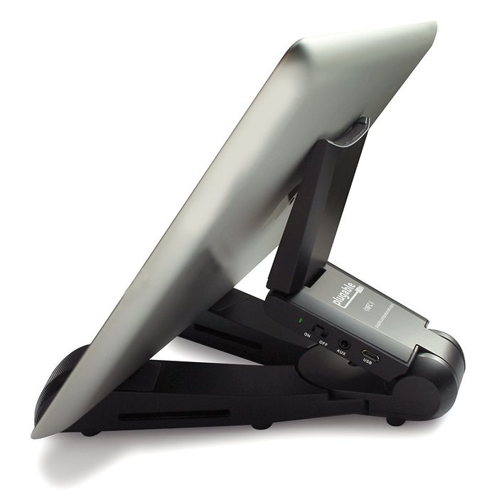 Plugable Bluetooth Stereo Speaker with Integrated 3-Point Folding Tablet /Phone Stand N4
