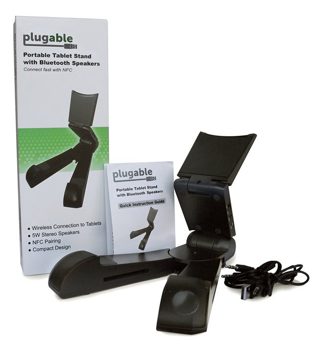 Plugable Bluetooth Stereo Speaker with Integrated 3-Point Folding Tablet /Phone Stand N6
