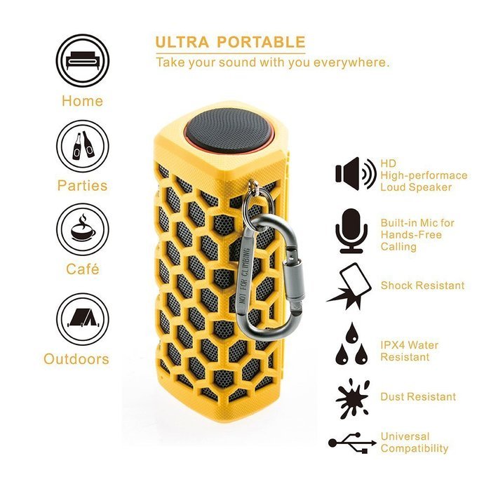 Hapyia Waterproof Wireless Bluetooth Speaker - Black N9