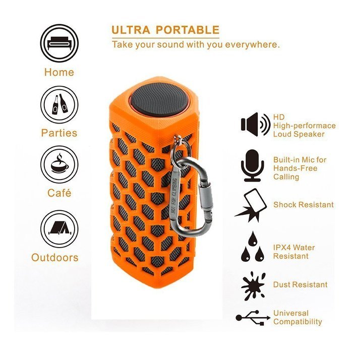 Hapyia Waterproof Wireless Bluetooth Speaker - Black N21