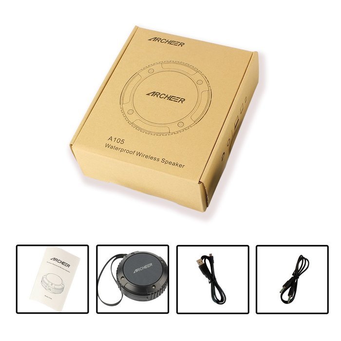 Archeer Waterproof Speaker Portable Outdoor Bluetooth Speaker with Bass, 6 Hour Playtime 5W Driver, A105 Black N7