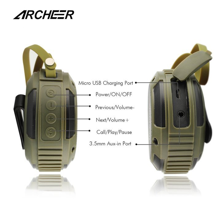 Archeer Waterproof Speaker Portable Outdoor Bluetooth Speaker with Bass, 6 Hour Playtime 5W Driver, A105 Black N11