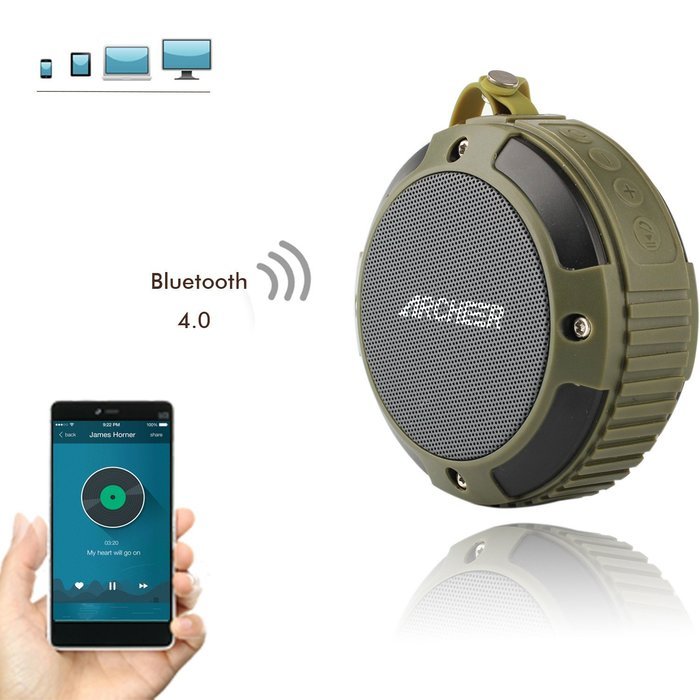 Archeer Waterproof Speaker Portable Outdoor Bluetooth Speaker with Bass, 6 Hour Playtime 5W Driver, A105 Black N12