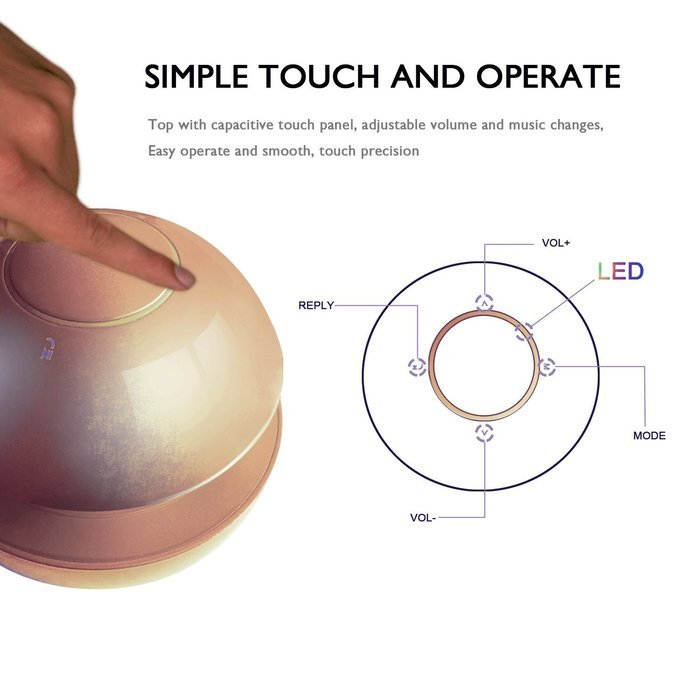 Portable Bluetooth Wireless Stereo Speaker with Touch Button LED Light Build-in Microphone Support Hands-free... N17