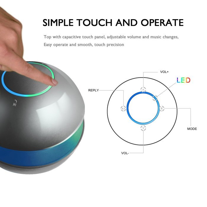 Portable Bluetooth Wireless Stereo Speaker with Touch Button LED Light Build-in Microphone Support Hands-free... N25
