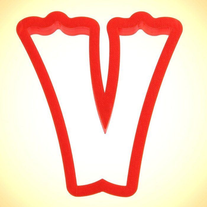 Curly Letter V Cookie Cutter 4 in