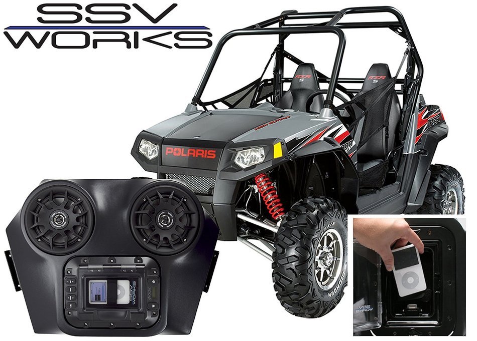 SSV Works WP-RZO Polaris RZR Bluetooth IPOD 2 Speaker Overhead Weatherproof Audio System