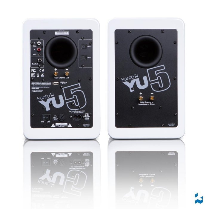Kanto YU5 5.25" 2-Way Powered Bookshelf Speakers with aptX Bluetooth 4.0 - Gloss White (YU5GW) N2