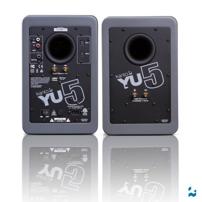 Kanto YU5 5.25" 2-Way Powered Bookshelf Speakers with aptX Bluetooth 4.0 - Gloss White (YU5GW) N5