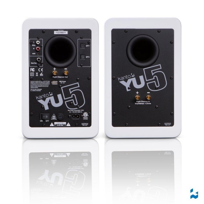 Kanto YU5 5.25" 2-Way Powered Bookshelf Speakers with aptX Bluetooth 4.0 - Gloss White (YU5GW) N11