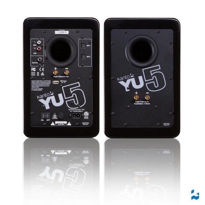 Kanto YU5 5.25" 2-Way Powered Bookshelf Speakers with aptX Bluetooth 4.0 - Gloss White (YU5GW) N19