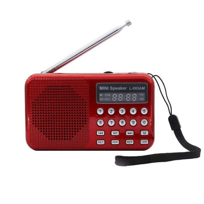 AMPSEVEN Portable AM/FM/SW 3 Band Radio Speaker USB MP3 Music Player Support Memory Delete,TF Card Slot(Red258) N16