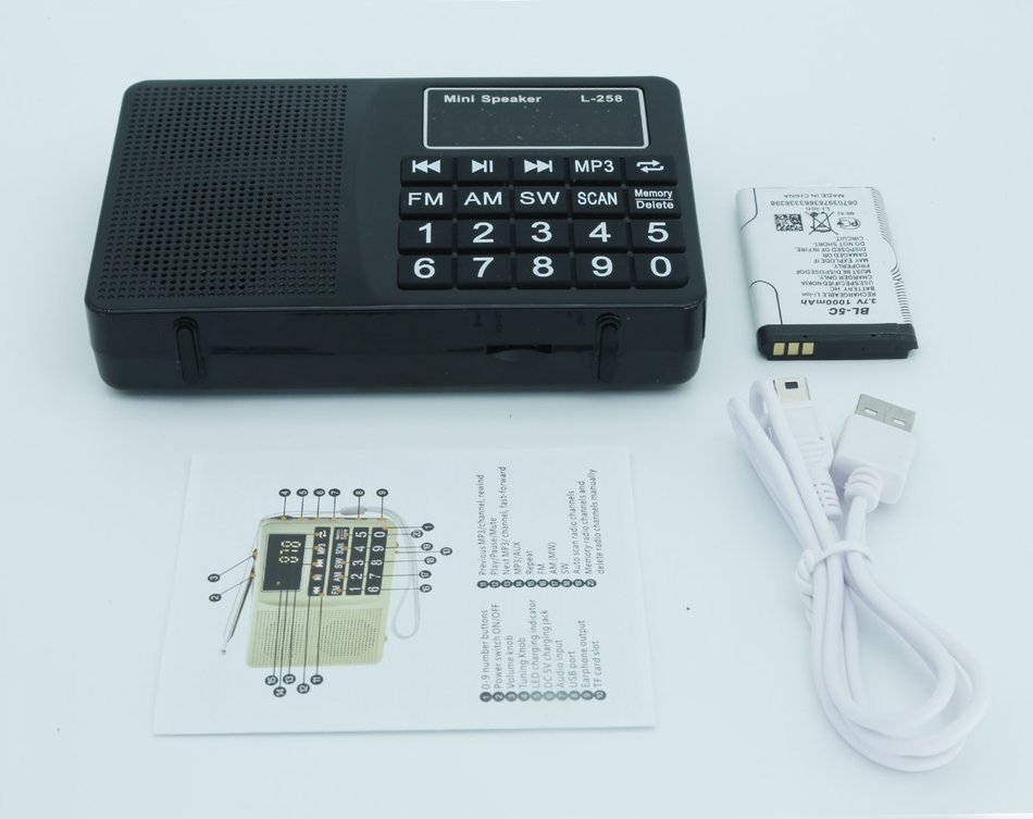 AMPSEVEN Portable AM/FM/SW 3 Band Radio Speaker USB MP3 Music Player Support Memory Delete,TF Card Slot(Red258) N28
