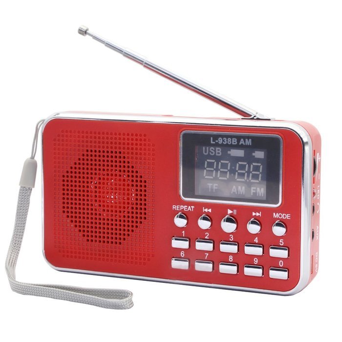 AMPSEVEN Portable AM/FM/SW 3 Band Radio Speaker USB MP3 Music Player Support Memory Delete,TF Card Slot(Red258) N35