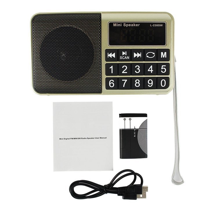 AMPSEVEN Portable AM/FM/SW 3 Band Radio Speaker USB MP3 Music Player Support Memory Delete,TF Card Slot(Red258) N47