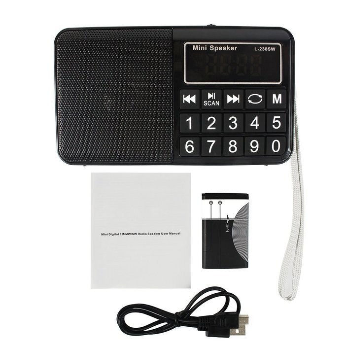 AMPSEVEN Portable AM/FM/SW 3 Band Radio Speaker USB MP3 Music Player Support Memory Delete,TF Card Slot(Red258) N54