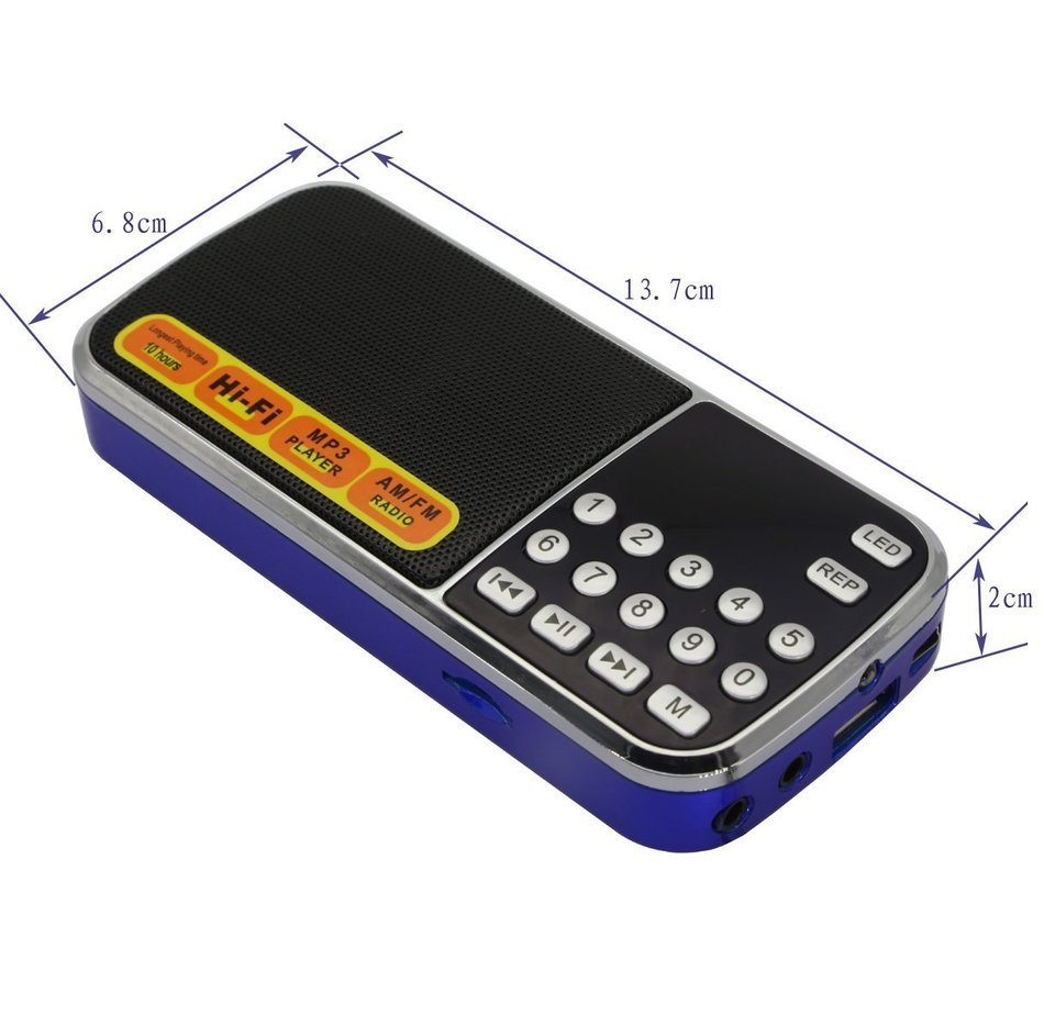 AMPSEVEN Portable AM/FM/SW 3 Band Radio Speaker USB MP3 Music Player Support Memory Delete,TF Card Slot(Red258) N56