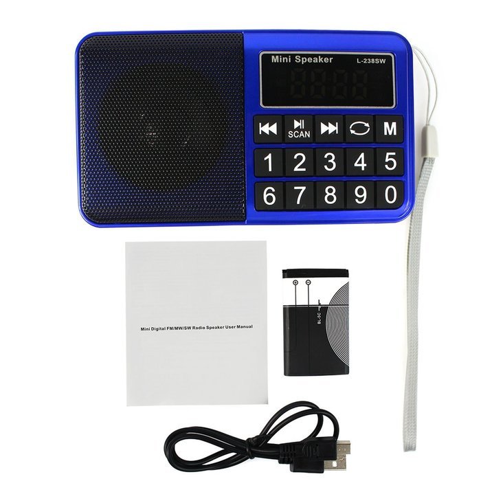 AMPSEVEN Portable AM/FM/SW 3 Band Radio Speaker USB MP3 Music Player Support Memory Delete,TF Card Slot(Red258) N65