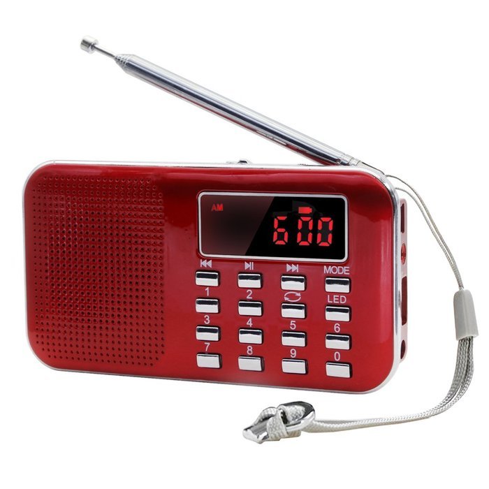AMPSEVEN Portable AM/FM/SW 3 Band Radio Speaker USB MP3 Music Player Support Memory Delete,TF Card Slot(Red258) N79