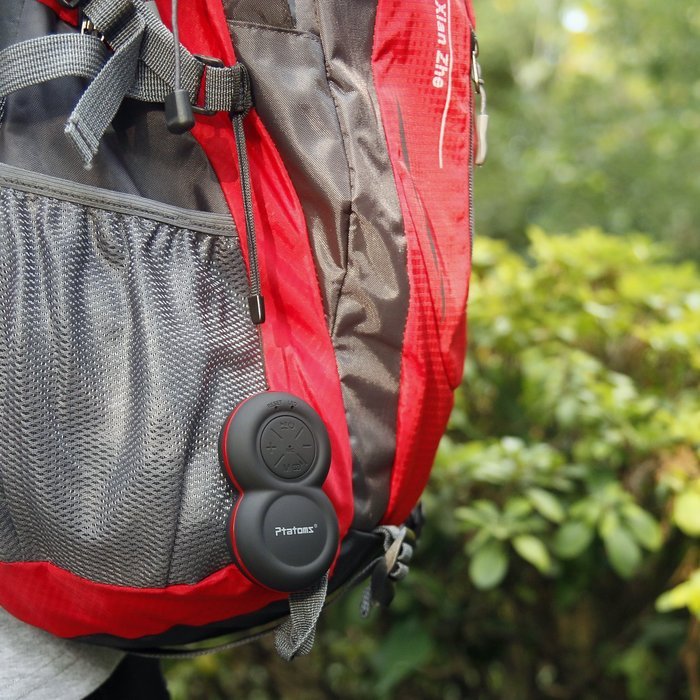Ptatoms Portable Bluetooth Speakers with Superior Sound & Build-in Mic for Climbing, Running - Black N6
