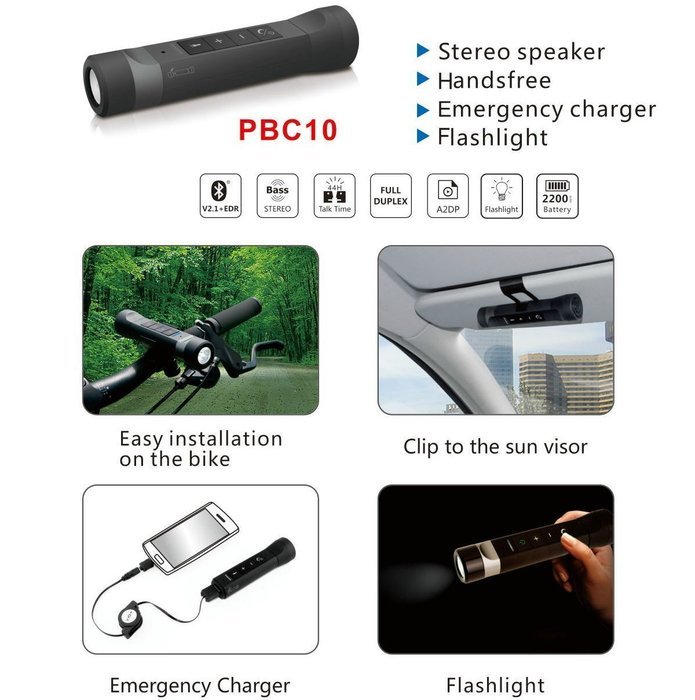 SUNITEC PBC10 Waterproof Outdoor Portable Bluetooth Multifunctional Wireless Speaker for iPhone Andriod phone... N2