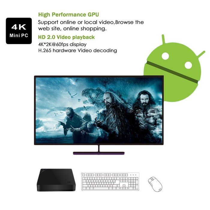 Beelink i68 Android 5.1 TV Box 4K Octa Core 2GB RAM + 16GB ROM WiFi Bluetooth 4.0 KODI Pre-installed Fully Loaded... N4