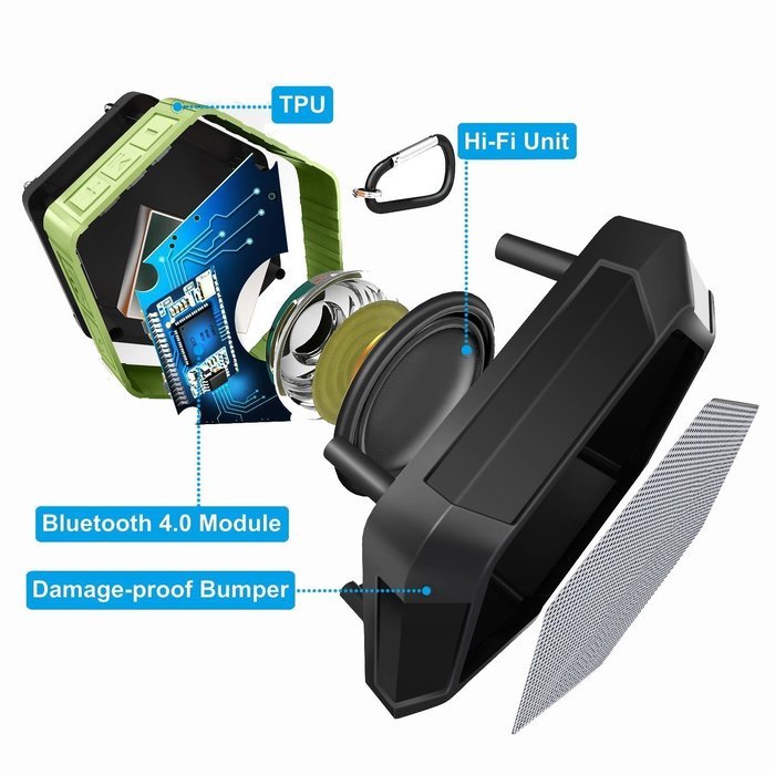 Bluetooth Speakers, HugeTree Protable Wireless Bluetooth 4.0 Best Outdoor Shower Speaker with IP67 Waterproof... N7
