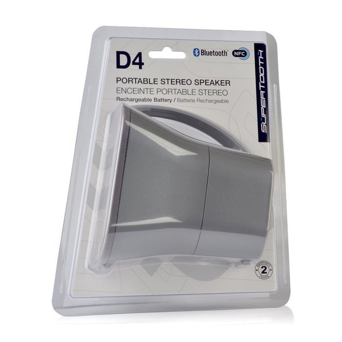 SuperTooth D4 Bluetooth Stereo Speaker - Retail Packaging - Stone Grey N6