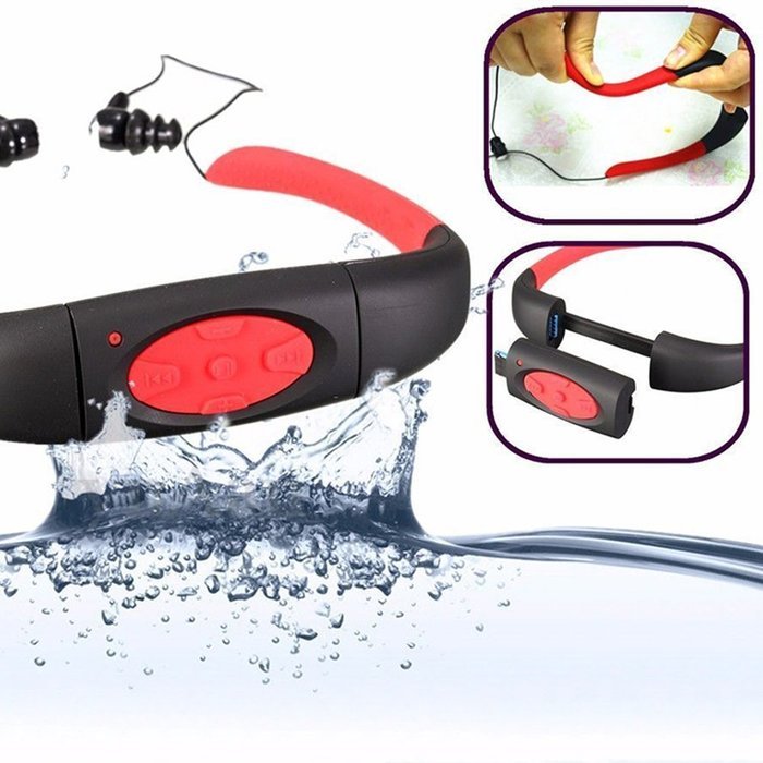 JINBEST Upgraded Waterproof Sport 4GB FM MP3 Music Player Earphone for Underwater Swimming Diving Swimming, Surfing... N2