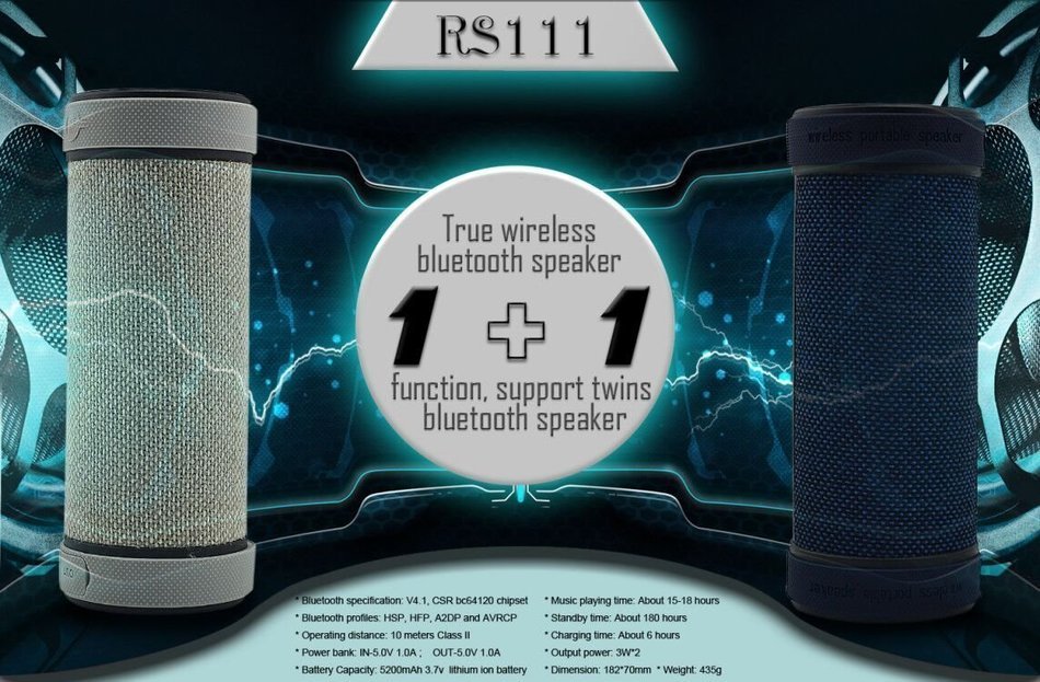 SUN ALSO MOON Bluetooth Speaker V4.1 Function 1+1 Wireless Stereo TWS Waterproof Wireless Mini Bluetooth Speaker... N2