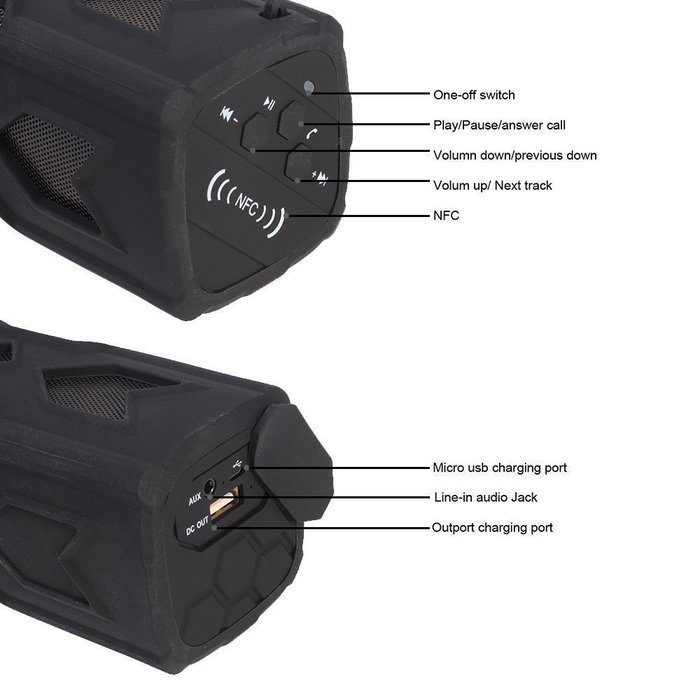 GTIMES&trade；Portable Wireless Bluetooth Speaker 4.0 NFC, Outdoor Sport Music Player, Built-in Battery 3600mah... N3