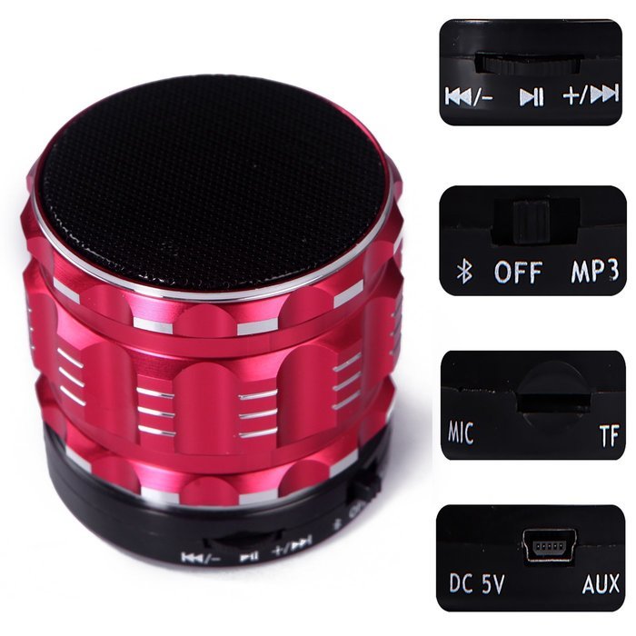 HDE Metallic Rechargeable Wireless Bluetooth Bass Speaker for Streaming Music (Black) N6