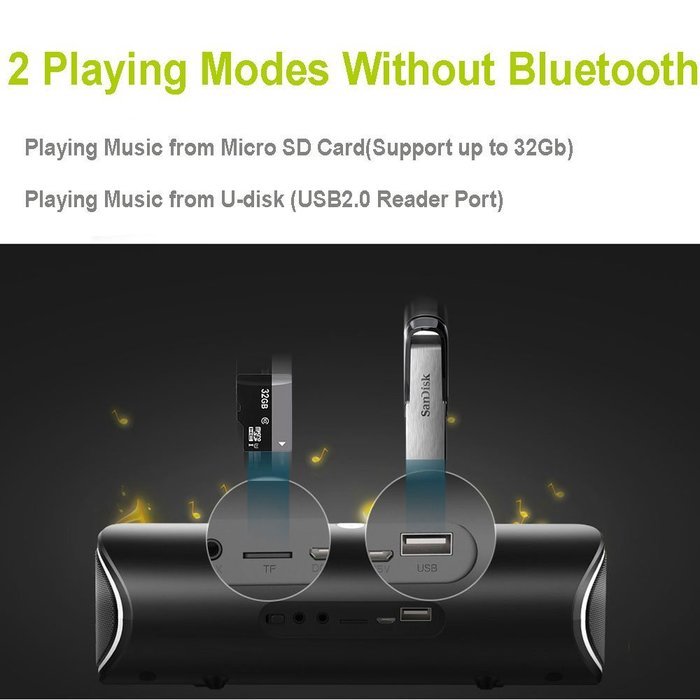 Bluetooth Speakers Zealot S2 Dual Drivers 2xPassive Subwoofer Portable Wireless Speaker Multi-function Micro SD... N5