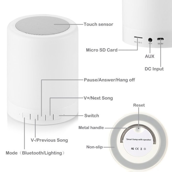 Kings & Queens Wireless Portable Multifunctional Bluetooth Speaker with Smart Touch LED Mood Lamp, Muisc Player... N3