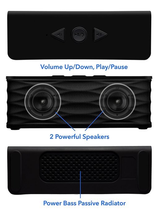 Latte BC235DBLK SoundMagic boom Portable Bluetooth Speaker with a Built-In Microphone and 2 Speakers (Black) N2