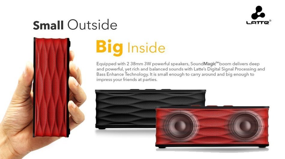 Latte BC235DBLK SoundMagic boom Portable Bluetooth Speaker with a Built-In Microphone and 2 Speakers (Black) N8