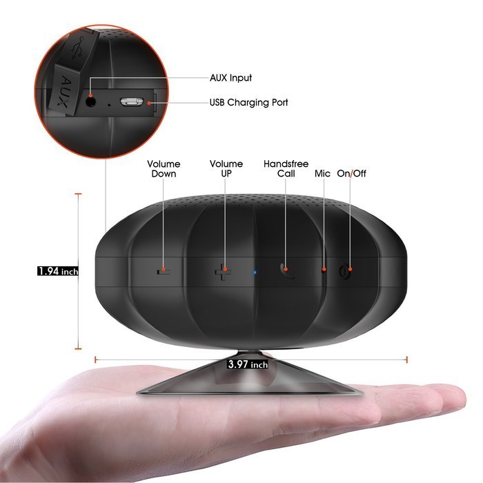 Parikaras Bluetooth Shower Speaker - IP65 Water Resistant Wireless Speaker with Suction Cup, 5W Driver, Build-in... N2