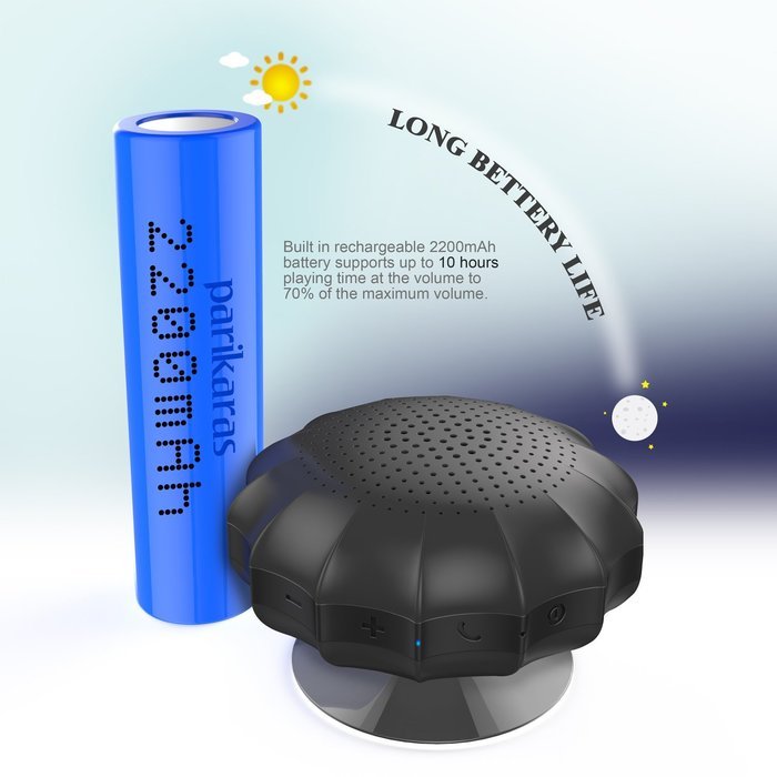 Parikaras Bluetooth Shower Speaker - IP65 Water Resistant Wireless Speaker with Suction Cup, 5W Driver, Build-in... N5