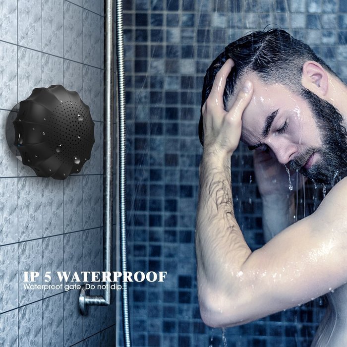 Parikaras Bluetooth Shower Speaker - IP65 Water Resistant Wireless Speaker with Suction Cup, 5W Driver, Build-in... N7