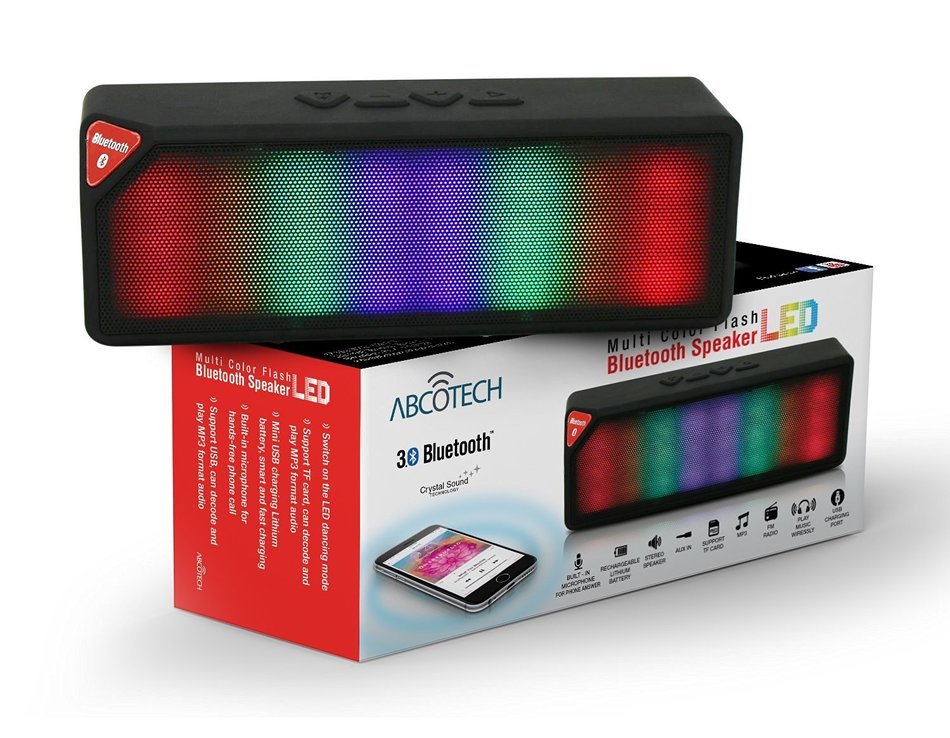 Led Bluetooth Speaker By Abco Tech - Multicolor Flashing Led Lights Speaker with Premium Sound Quality - Fm Radio...