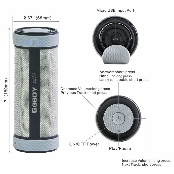 GGSDY Portable Wireless Bluetooth Speaker, 360 degree and 3D Stereo Surround Sound, Up to 18 Hours Playback Time... N21
