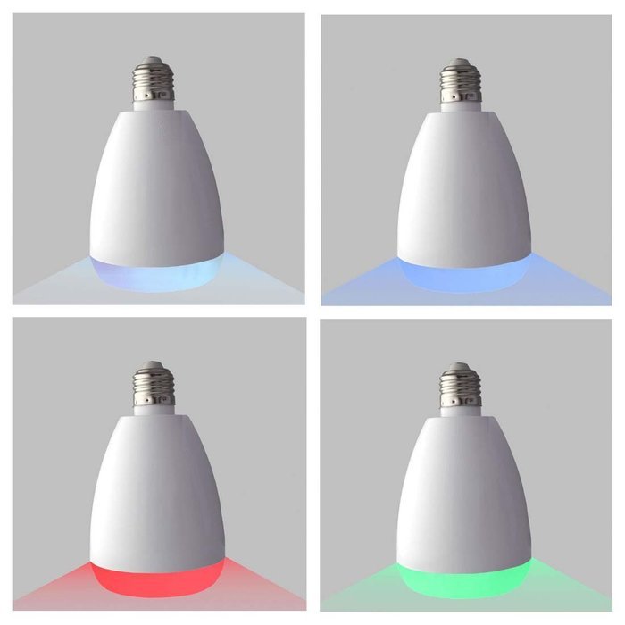 RoryTory Bluetooth Remote Controlled Music Speaker and LED House Party Color Changing Light Combo - White N5