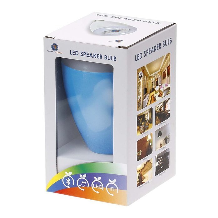 RoryTory Bluetooth Remote Controlled Music Speaker and LED House Party Color Changing Light Combo - White N13