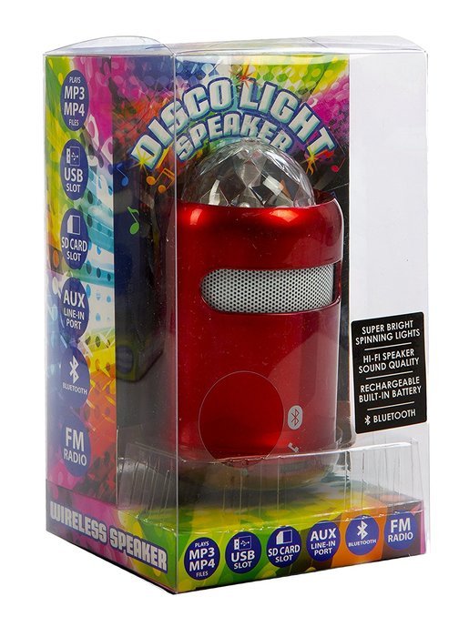 Maven Gifts: Wireless Disco Light Speaker in Red &ndash; Hi-Fi Speaker Quality &ndash; Works With Bluetooth, MP3, MP4 USB,...