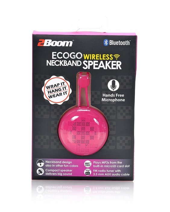 2BOOM Eco Go Mini Wireless Speaker FM Radio Neckband Portable mp3 Microphone Black N10