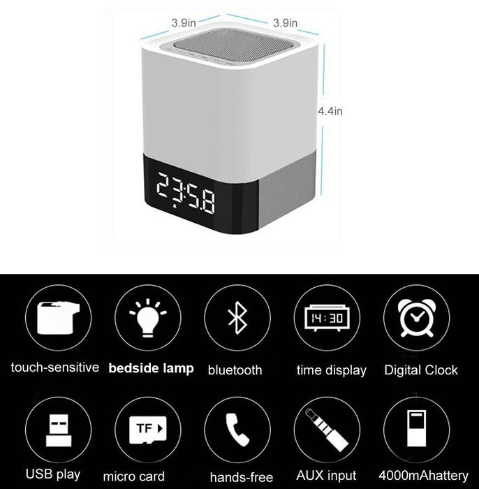 Light Bluetooth Speaker ,Musky DY28 Wireless Portable Speaker With Touch Sensor LED Lamp Music Player,Alarm Clock... N7