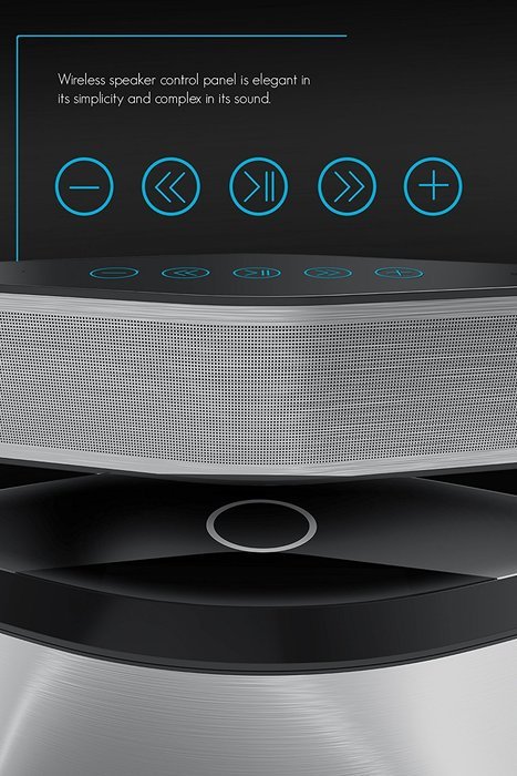 Sharper Image SBT5006BK Bluetooth Subwoofer With Wireless Bluetooth Speaker, Wireless Charging Pad (Black) N5