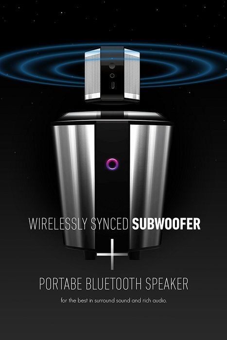 Sharper Image SBT5006BK Bluetooth Subwoofer With Wireless Bluetooth Speaker, Wireless Charging Pad (Black) N7