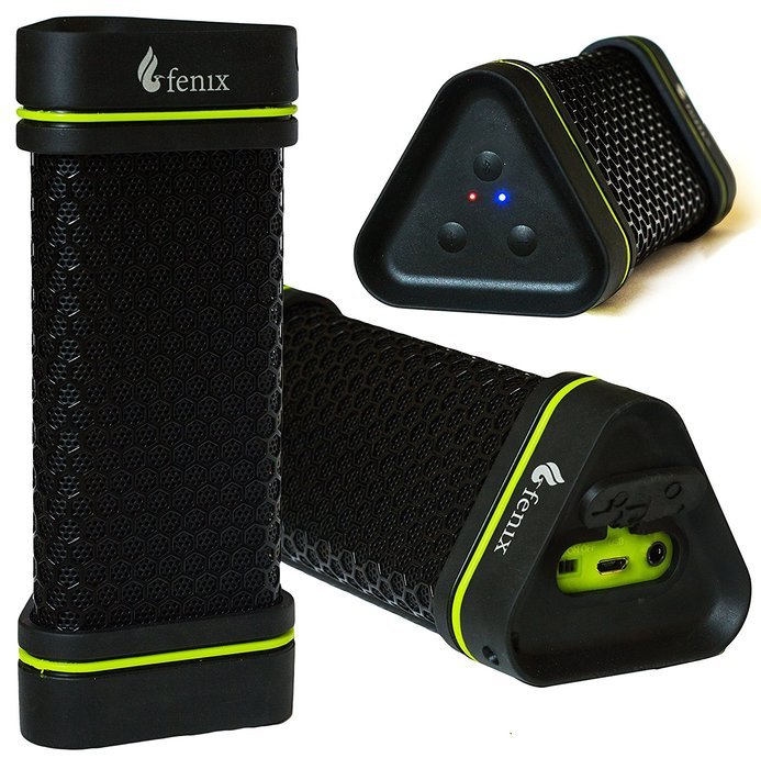 Fenix Water-Resistant Dustproof and Shockproof Black and Neon Green Triangle Shaped Portable Rugged Wireless Bluetooth... N4