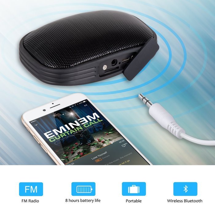 Atill Portable Wireless Bluetooth Speaker for iPhone, iPad, Samsung (Outdoor, Waterproof) - Black N4